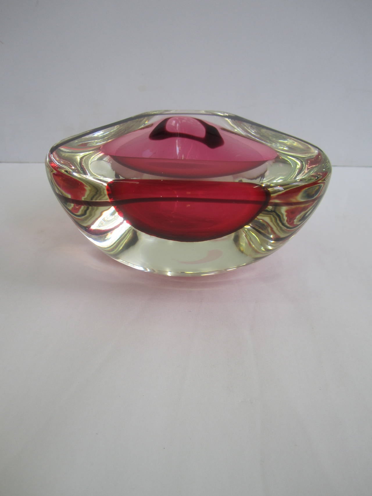 Blown Glass Modern Italian Murano Art Glass Bowl Attributed to Flavio Poli for Seguso