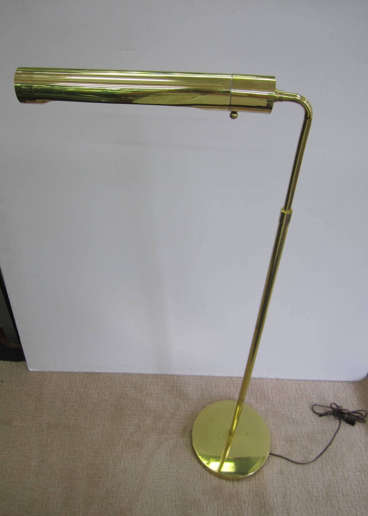 1970s Modern Adjustable Brass Floor Lamp after Koch and Lowy 3