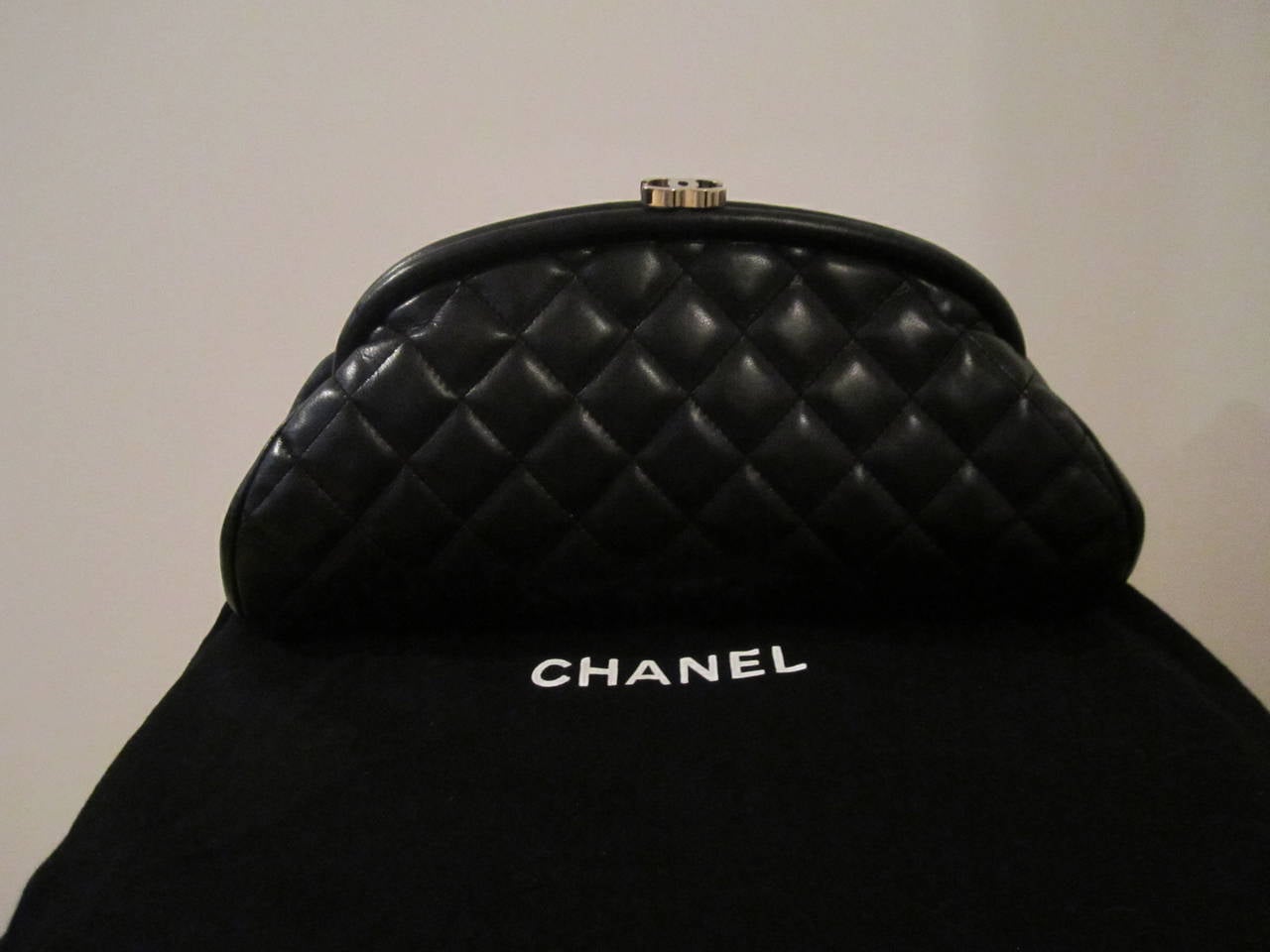 Authentic Chanel Black Leather Classic Clutch Handbag 5