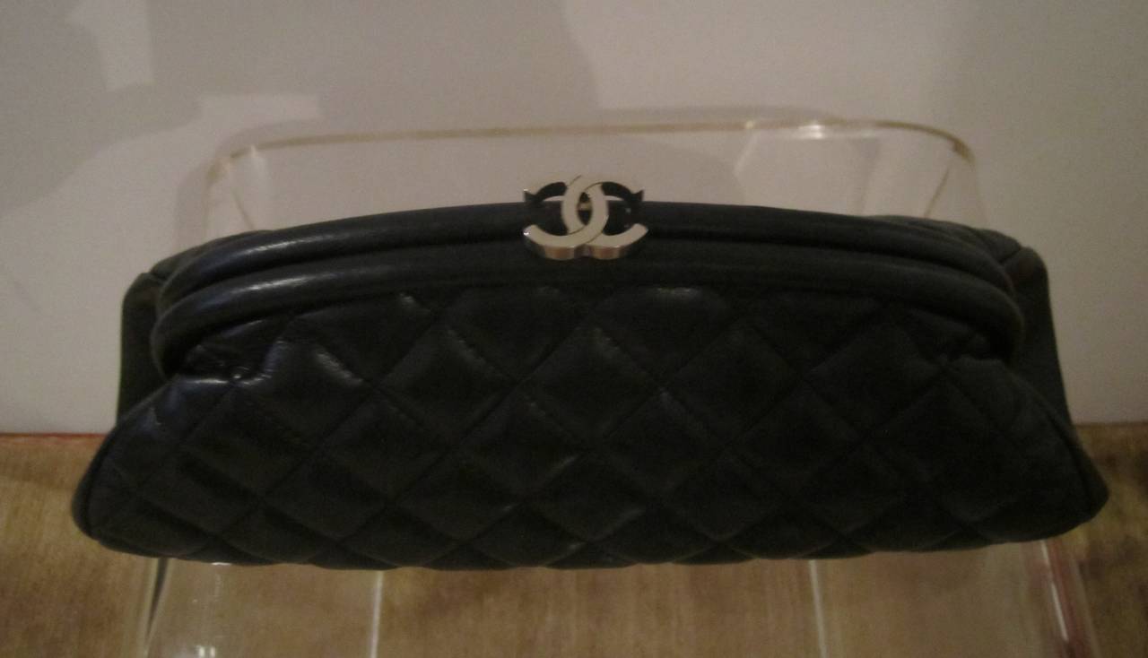 Authentic Chanel Black Leather Classic Clutch Handbag 3