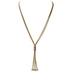 Vintage 14-Karat Gold and Diamonds Tassel Necklace in the Style of Cartier