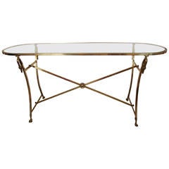 Midcentury Italian Console Table in Brass and Glass 9
