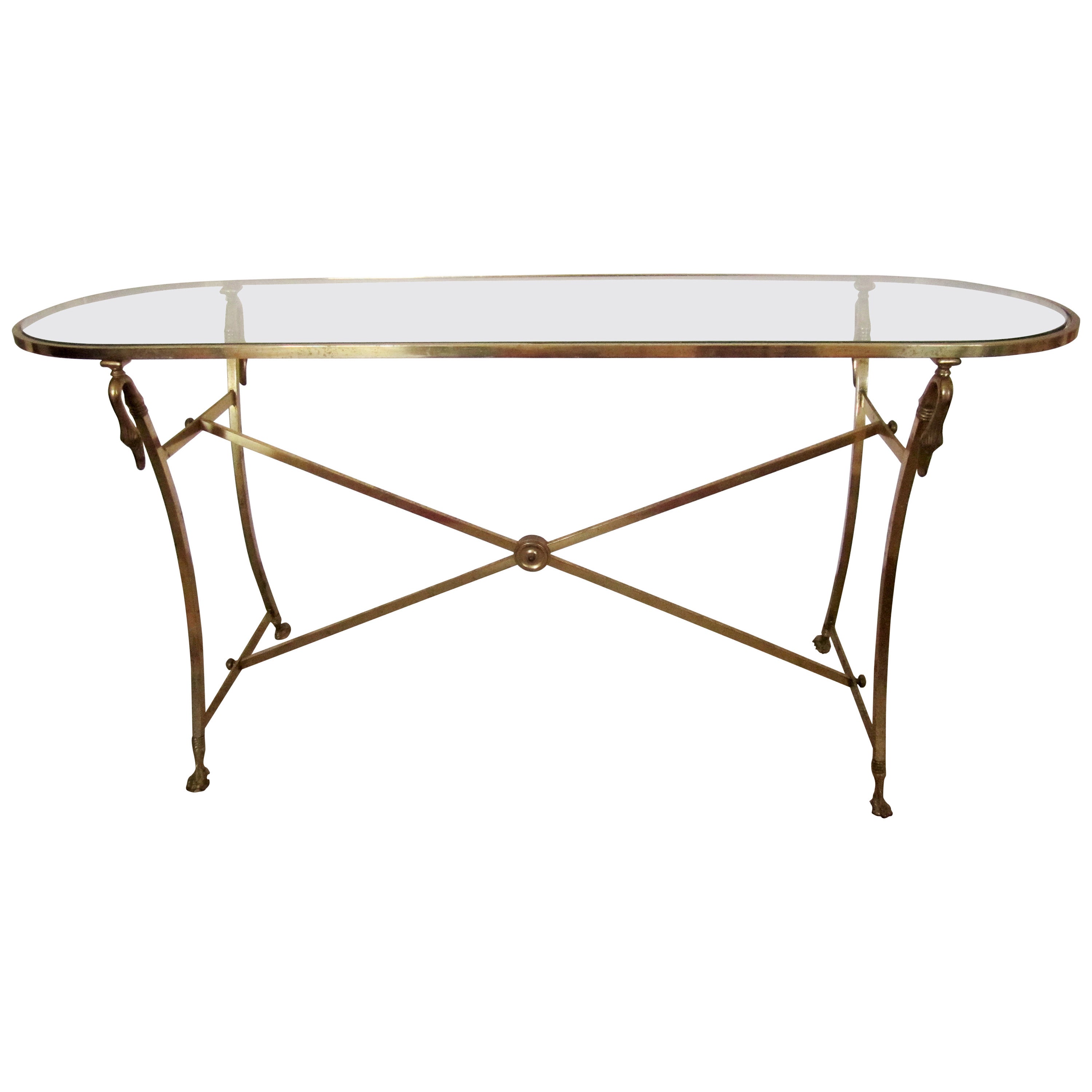 Italian Console Table in Brass and Glass
