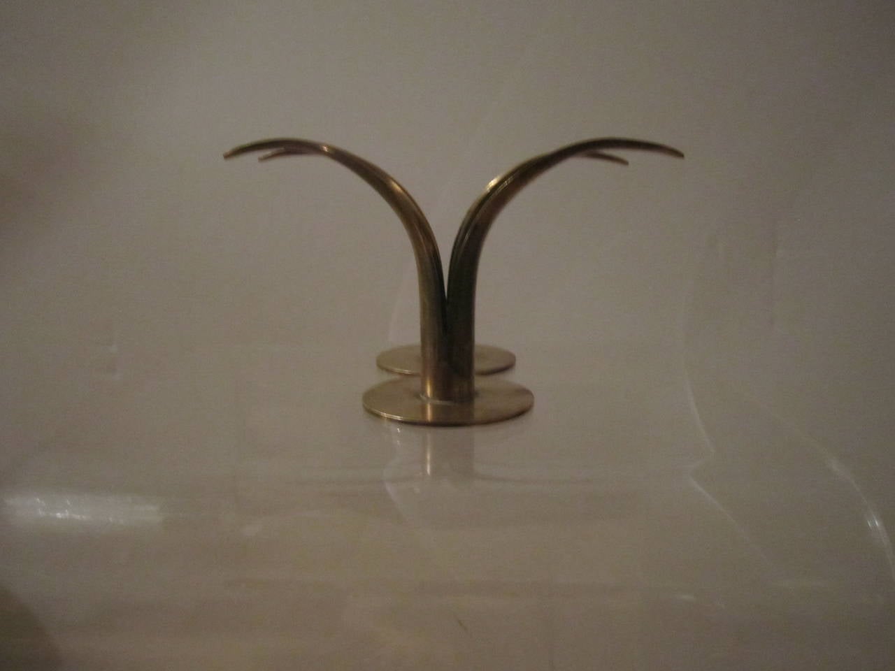 Scandinavian Modern Swedish Brass Candlestick Holders by Ystad Metall In Good Condition In New York, NY