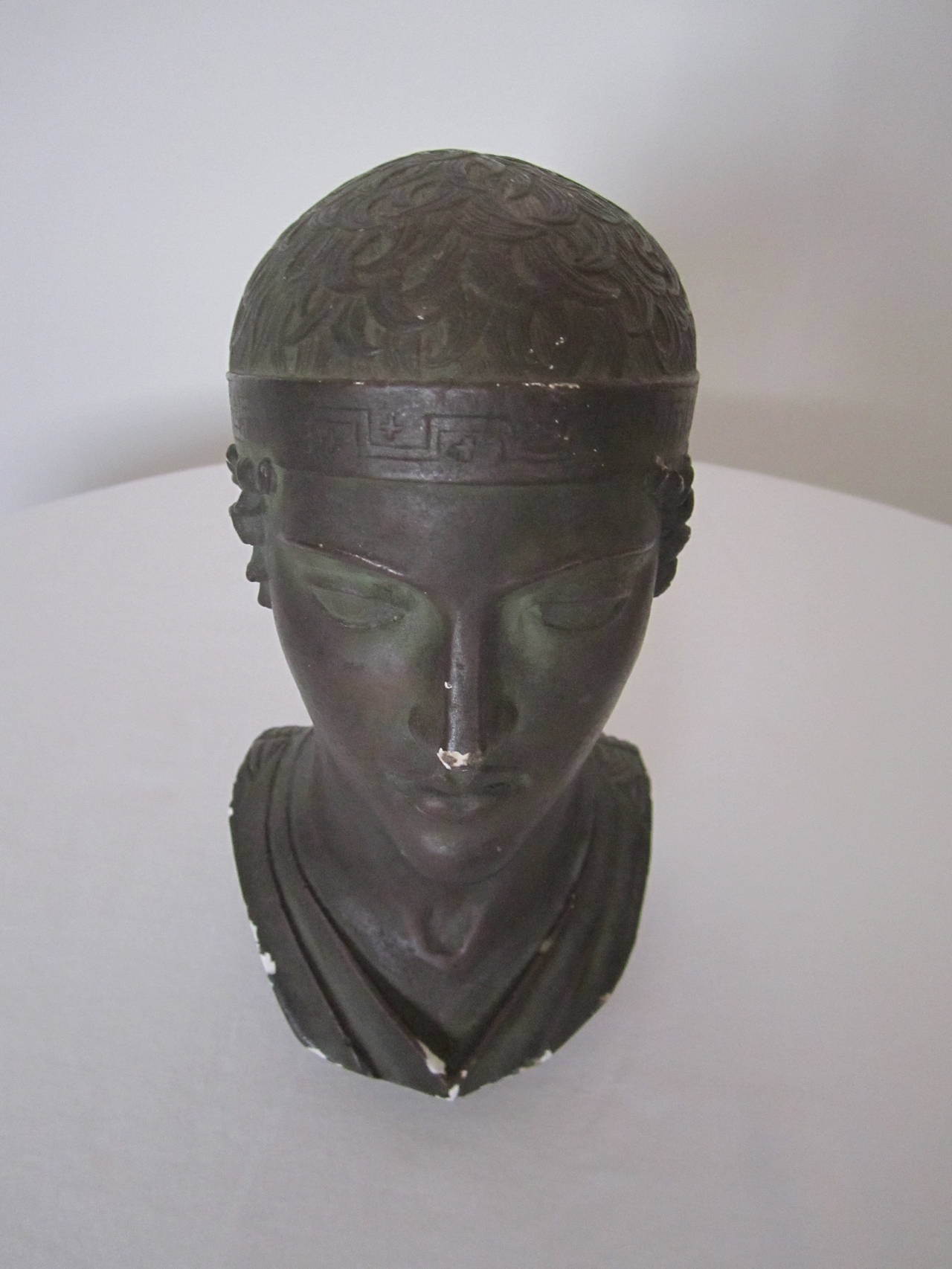 Escultura de busto con cabeza griega o romana, 1965 en venta 3