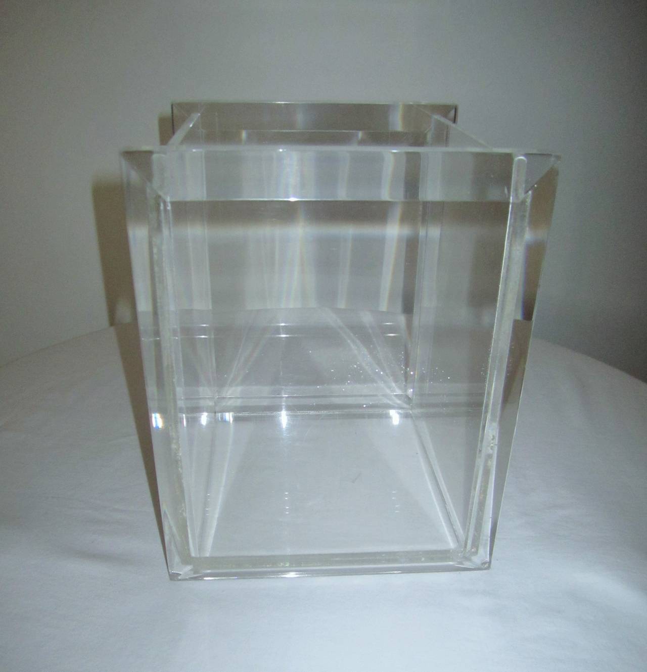 20th Century 1970s Lucite Waste Basket in the Style of Charles Hollis Jones