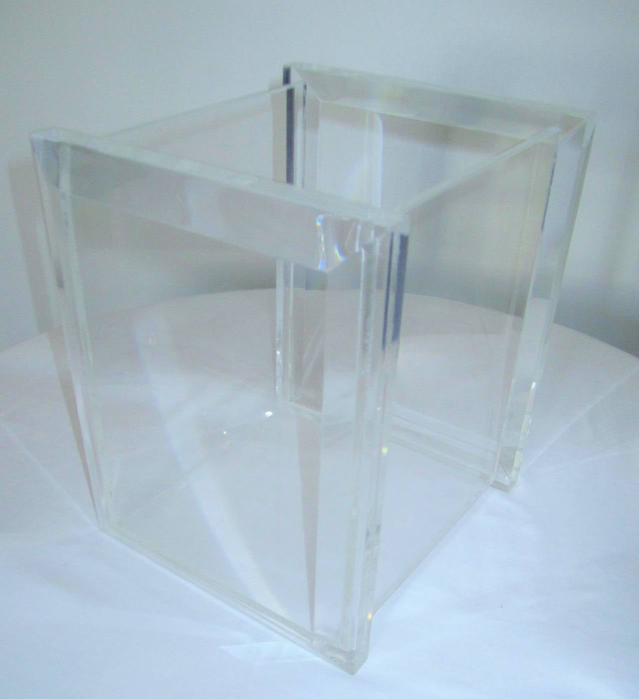 1970s Lucite Waste Basket in the Style of Charles Hollis Jones In Good Condition In New York, NY