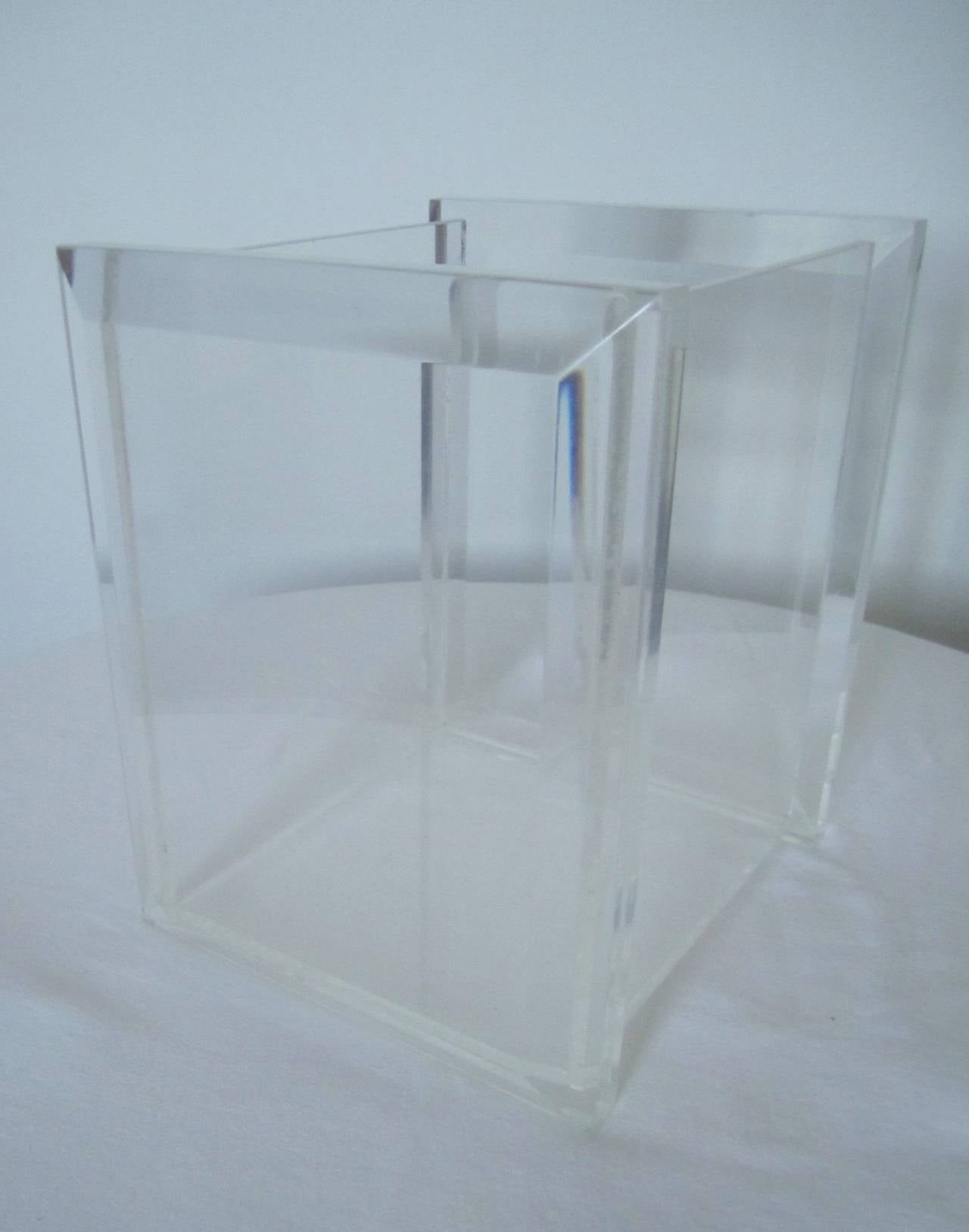 1970s Lucite Waste Basket in the Style of Charles Hollis Jones 1