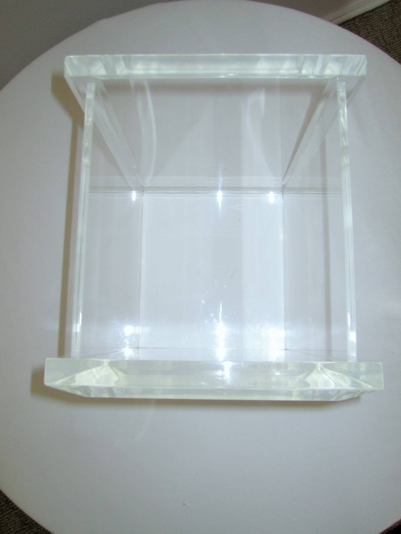American 1970s Lucite Waste Basket in the Style of Charles Hollis Jones