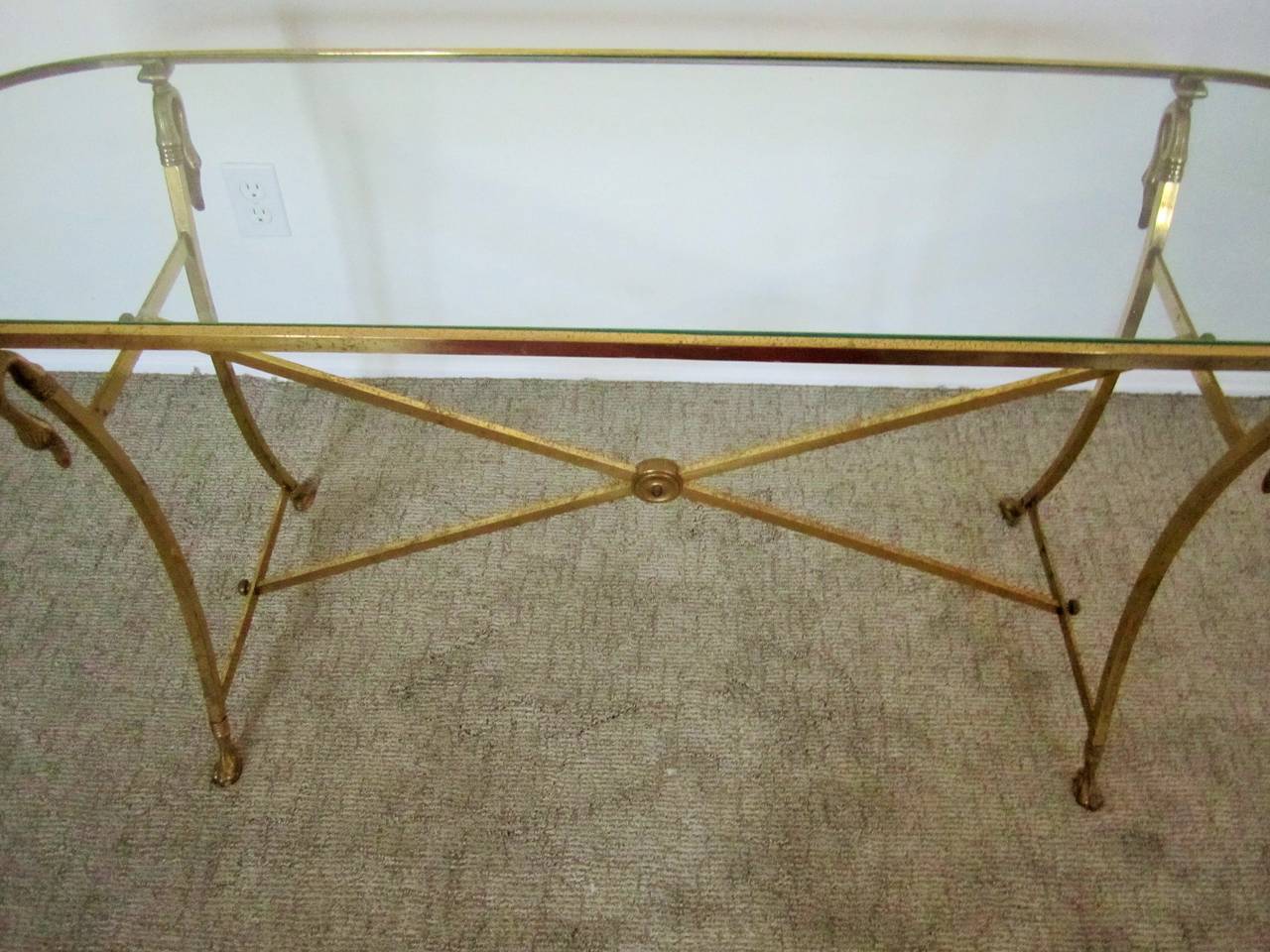 Italian Console Table in Brass and Glass In Good Condition In New York, NY