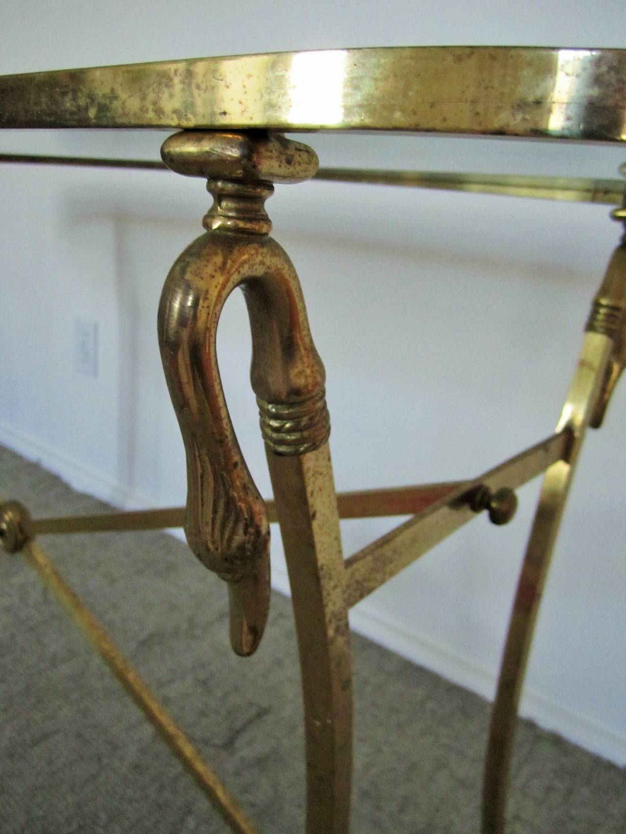 Italian Console Table in Brass and Glass 4