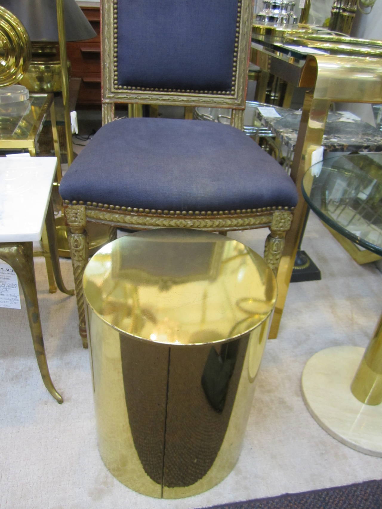 1970s Modern Brass 'Drum' Side or End Table Signed by Designers C. Jere 4