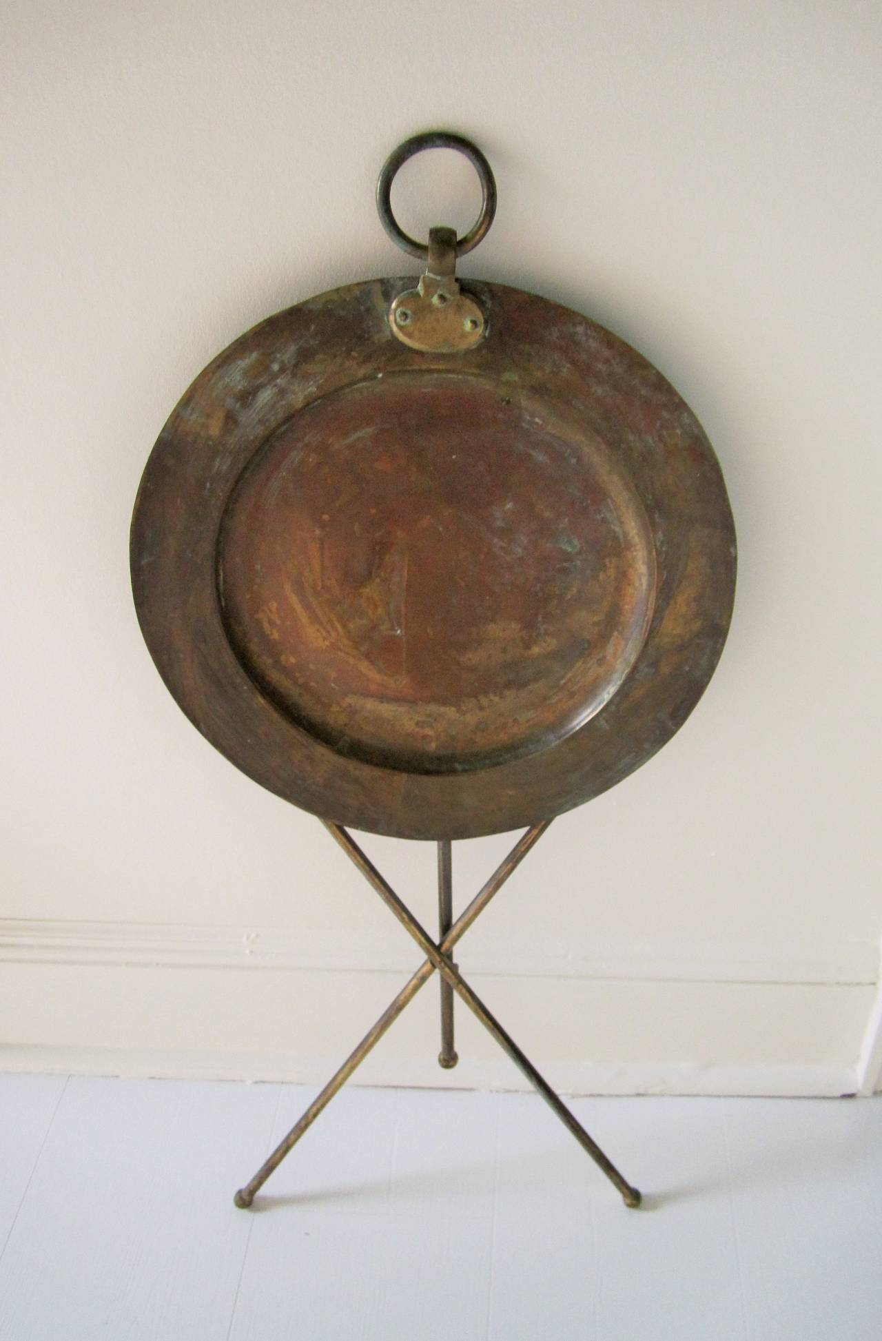 Vintage Italian Brass Folding Tripod Side Table in the Style of Valenti For Sale at 1stdibs