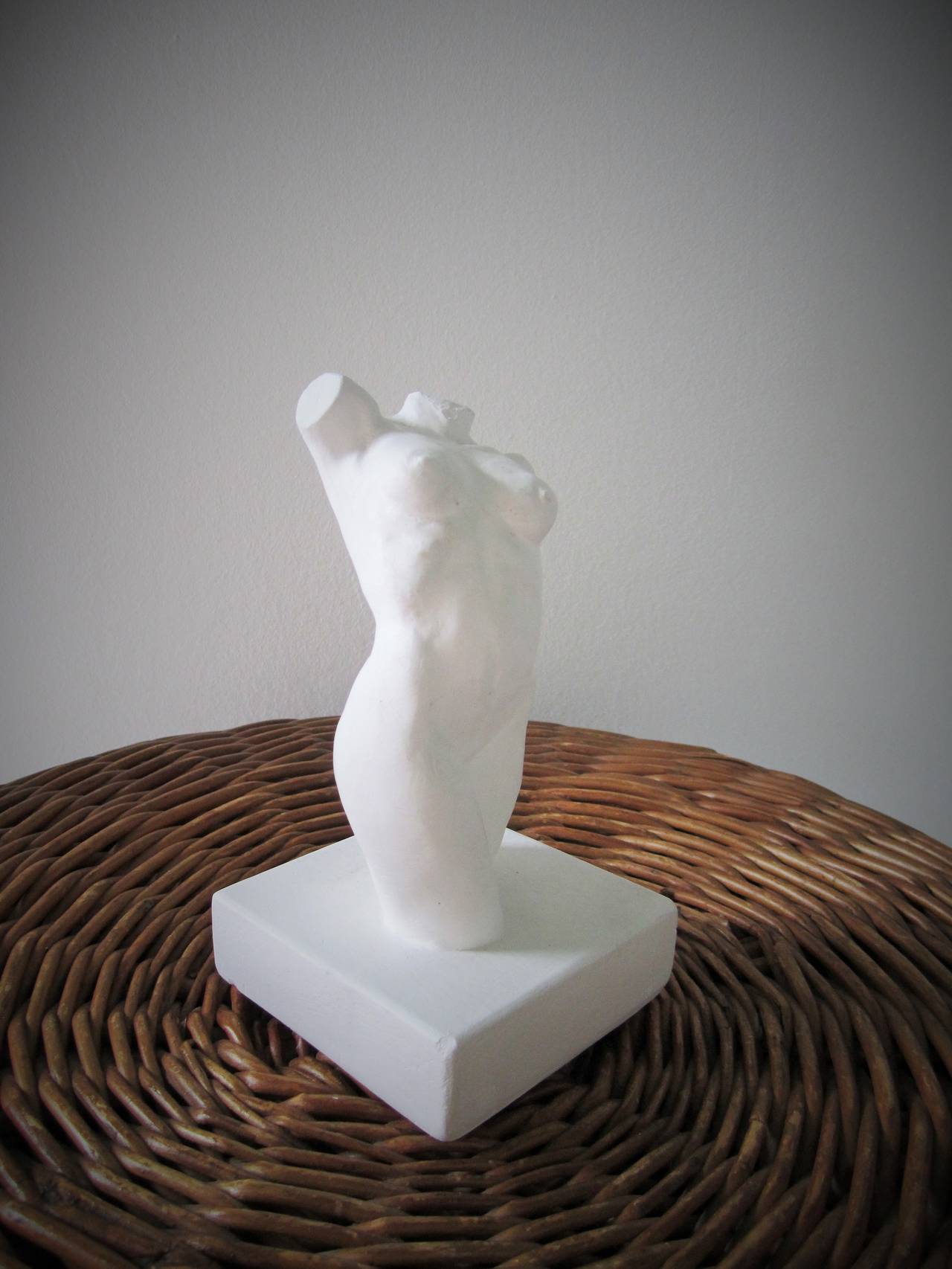 American White Plaster Female Nude Bust Sculpture