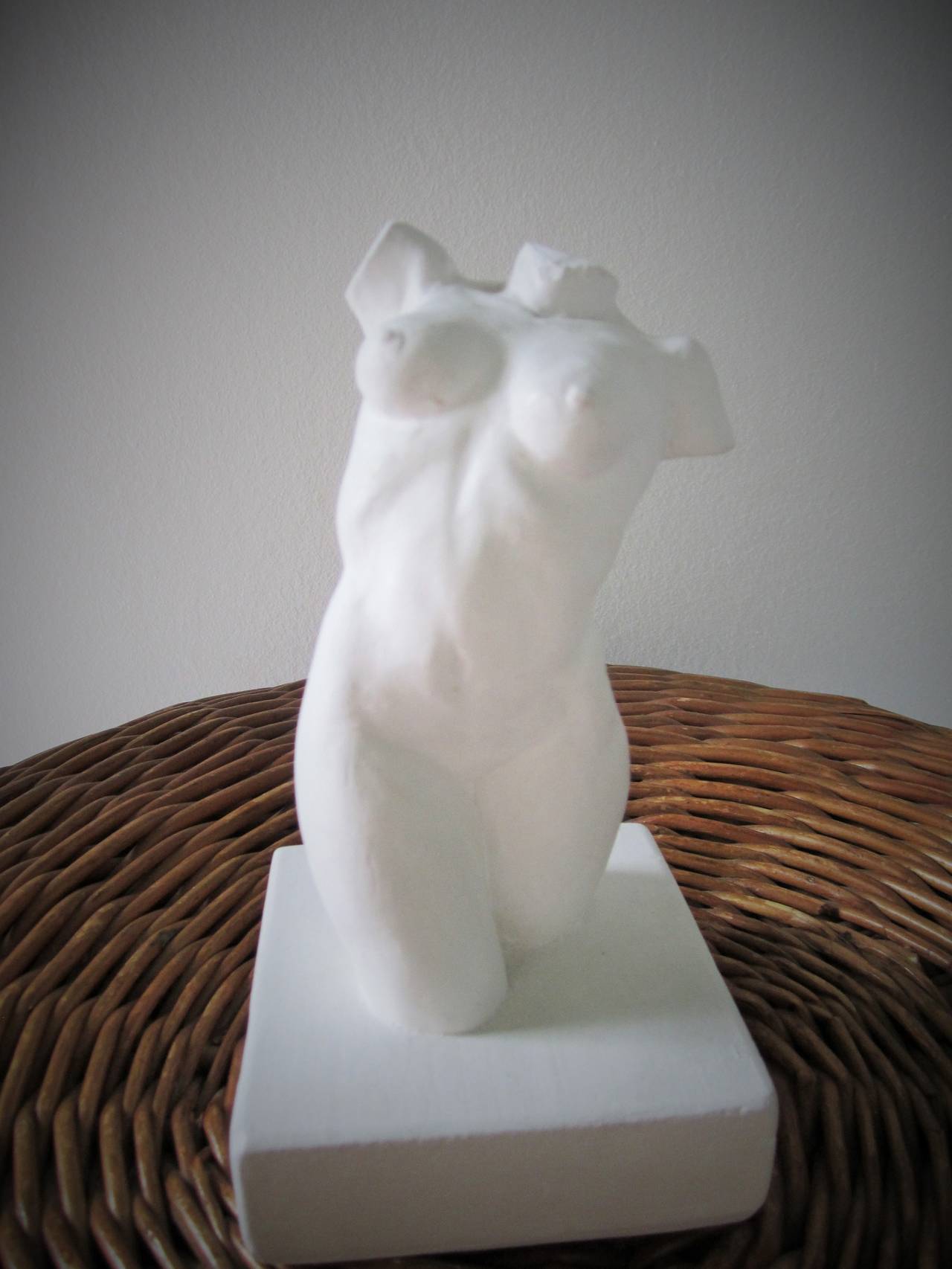 White Plaster Female Nude Bust Sculpture In Good Condition In New York, NY