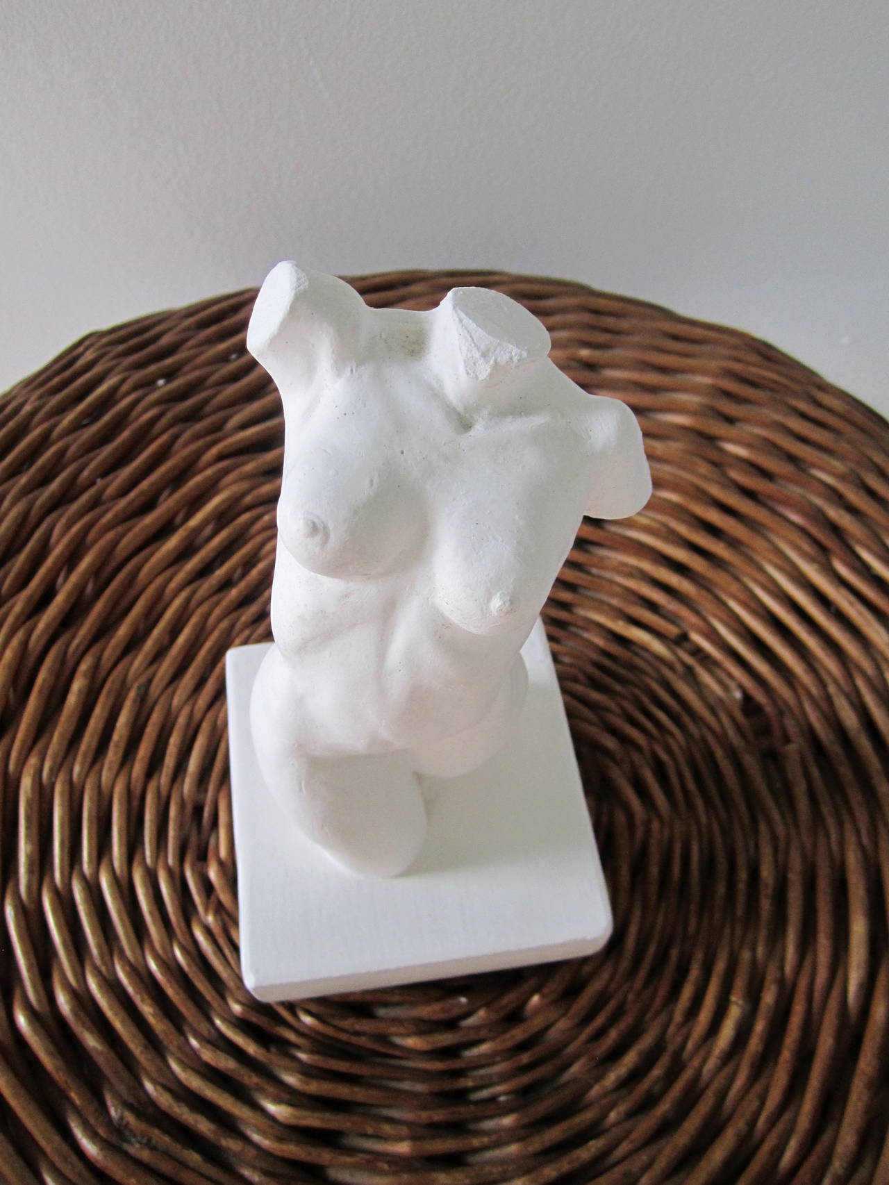 20th Century White Plaster Female Nude Bust Sculpture