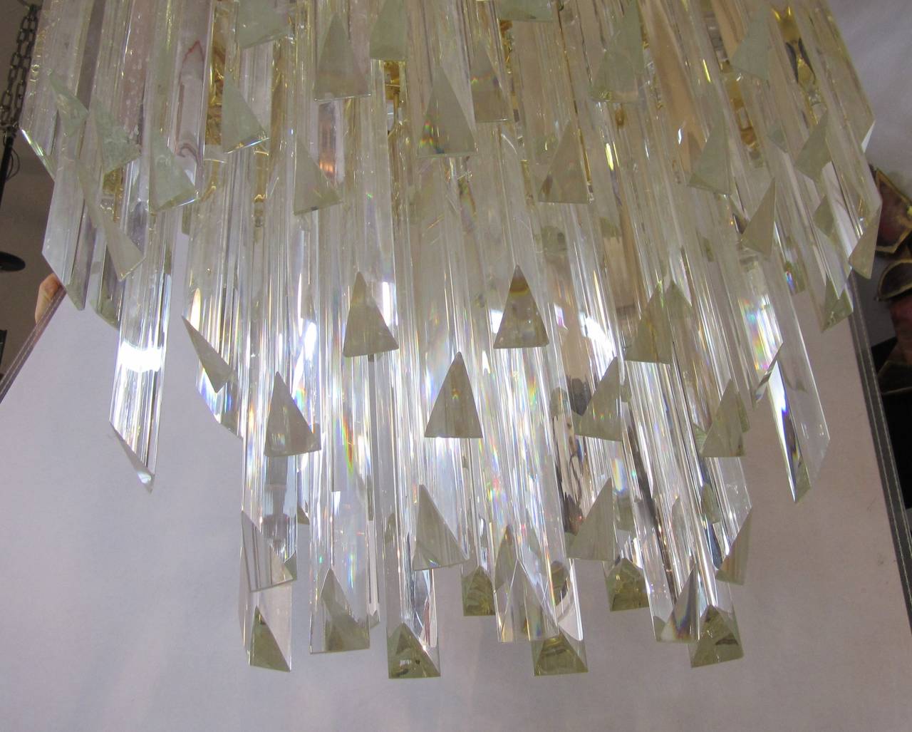 Brass Crystal Chandelier in the Style of Venini For Sale