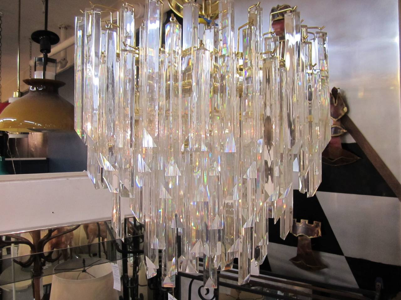 Modern Crystal Chandelier in the Style of Venini For Sale