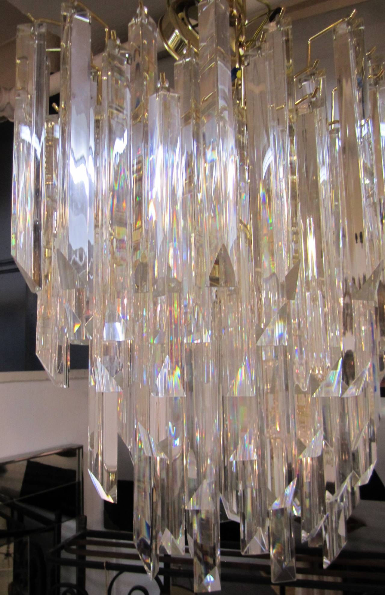 American Crystal Chandelier in the Style of Venini For Sale