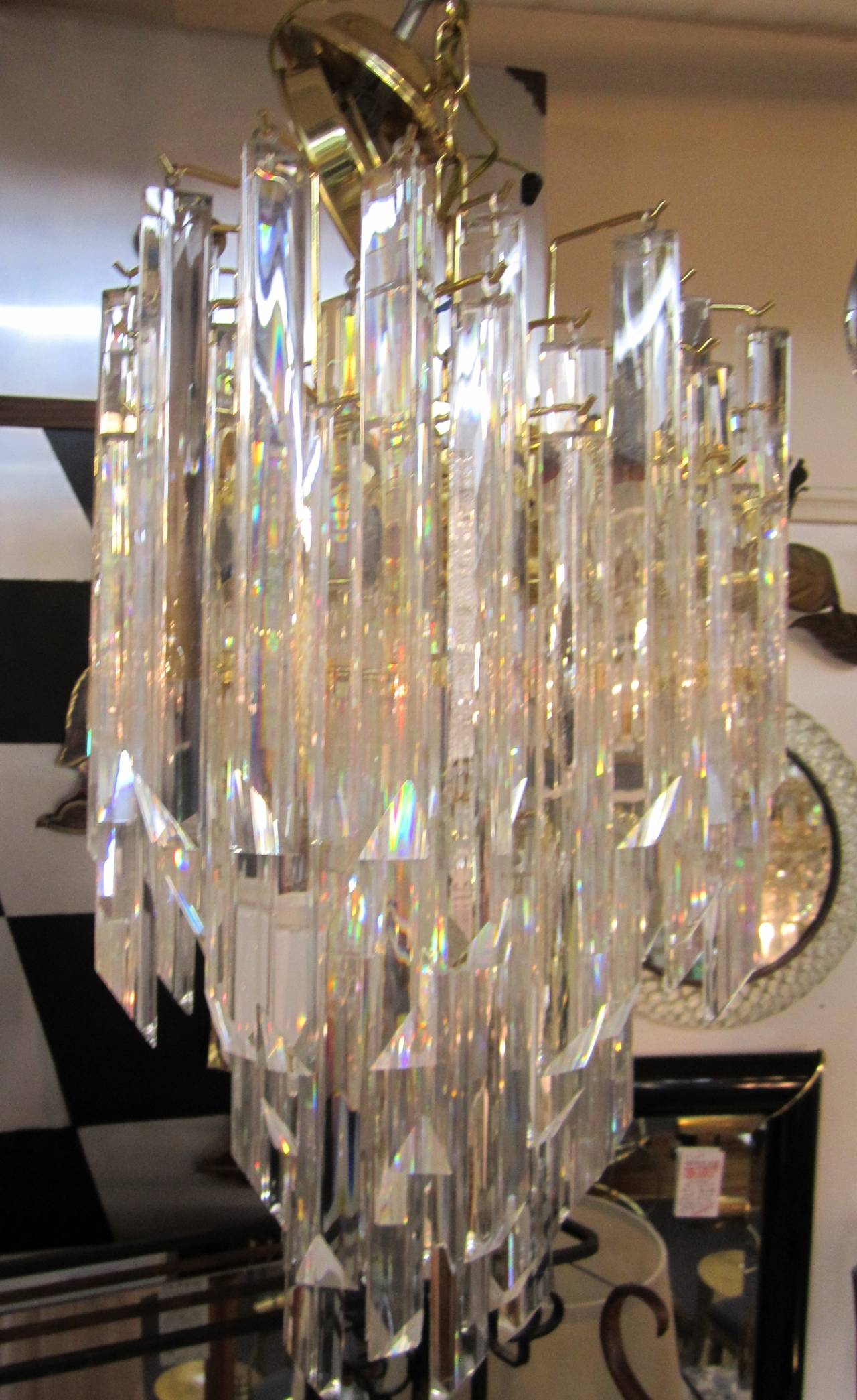 Crystal Chandelier in the Style of Venini In Good Condition For Sale In New York, NY