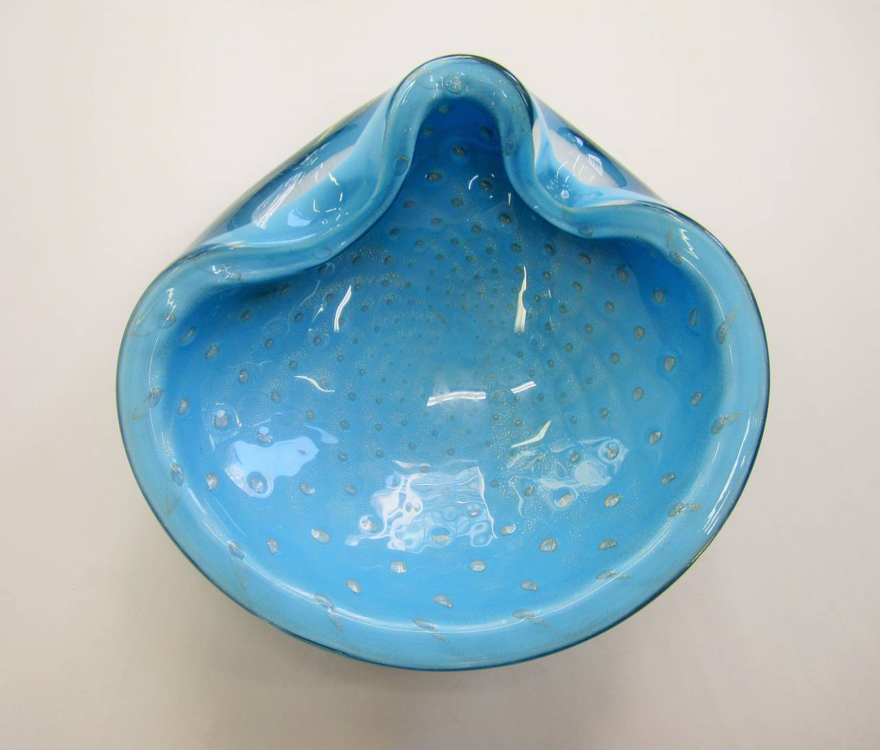 Modern Italian Murano Powder Blue Art Glass Bowl 
