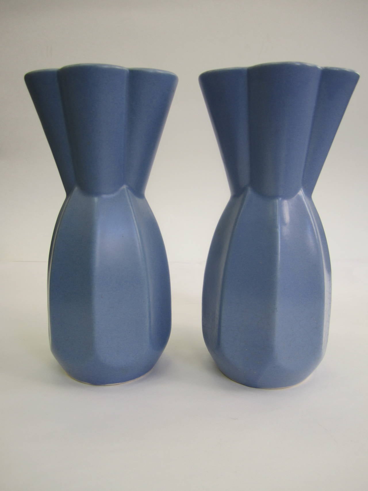 Japanese Ceramic Blue Vases, Pair  For Sale 4