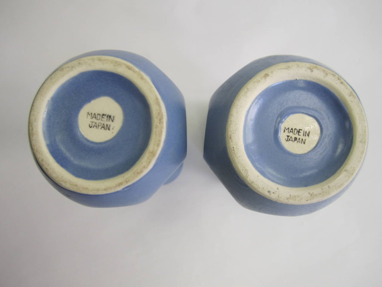 Japanese Ceramic Blue Vases, Pair  For Sale 7
