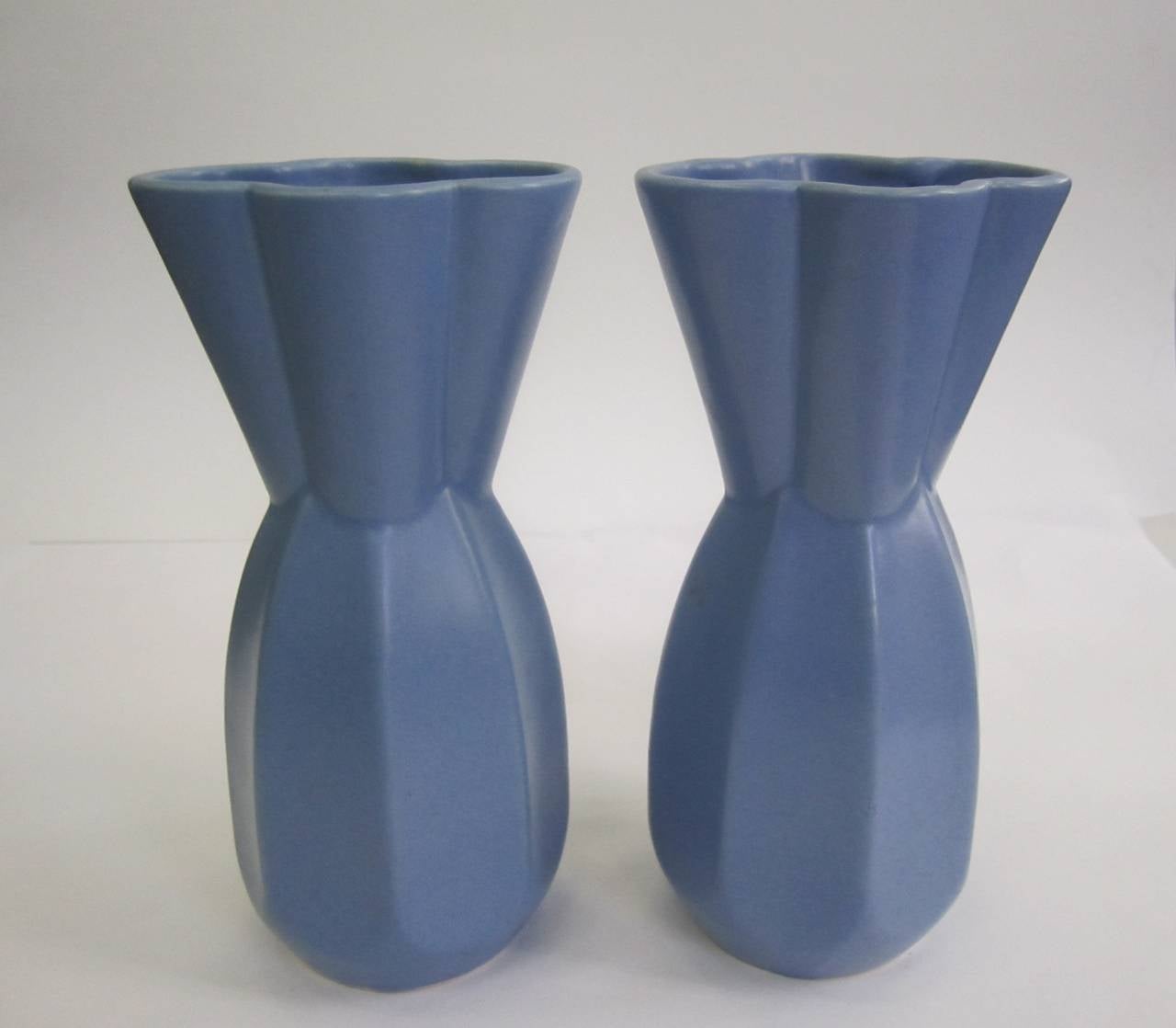 Japanese Ceramic Blue Vases, Pair  For Sale 2