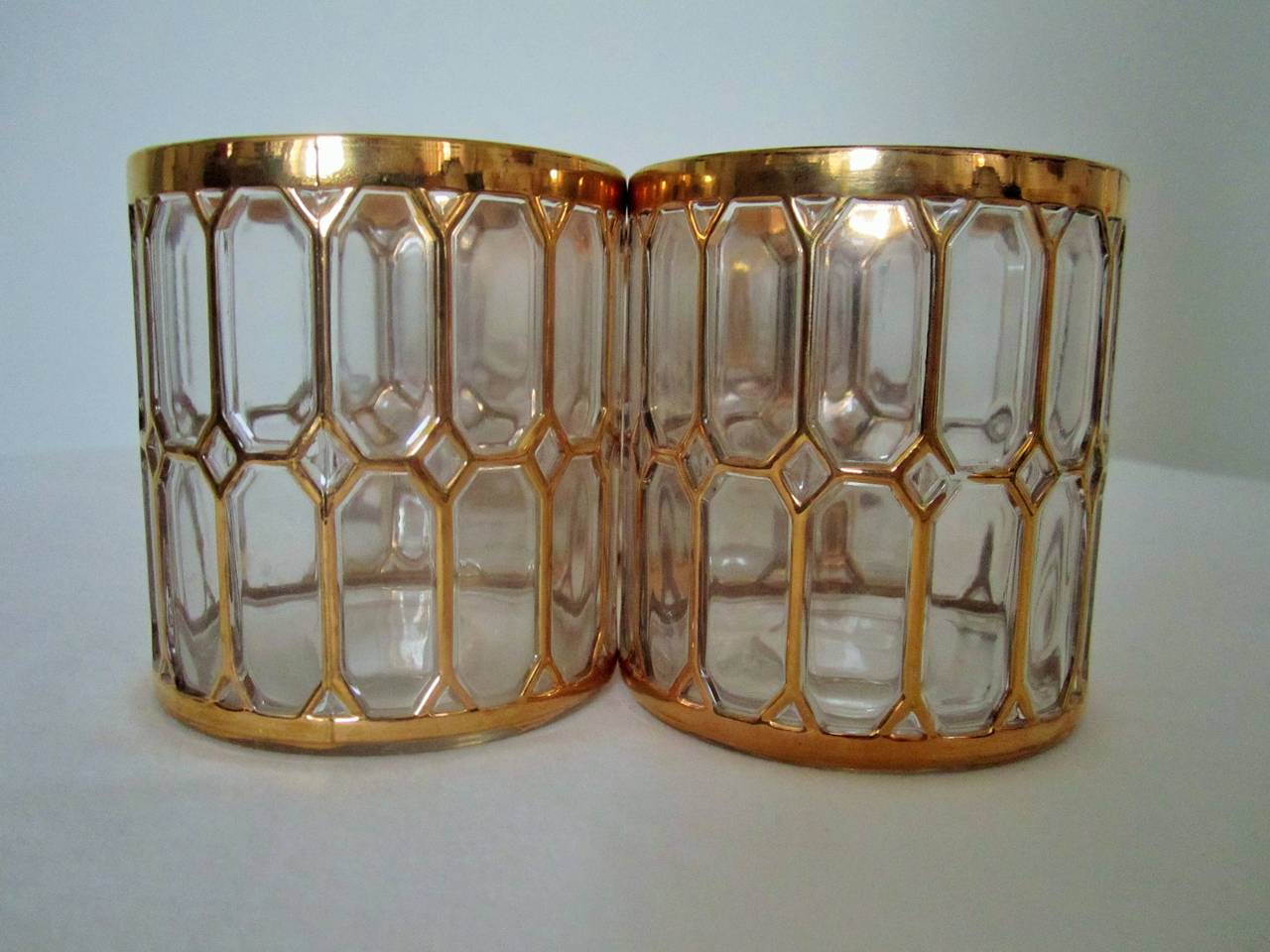 Hollywood Regency Vintage Barware Rocks Cocktail Glasses in 24-Karat Gold by Imperial Glass, 1970s