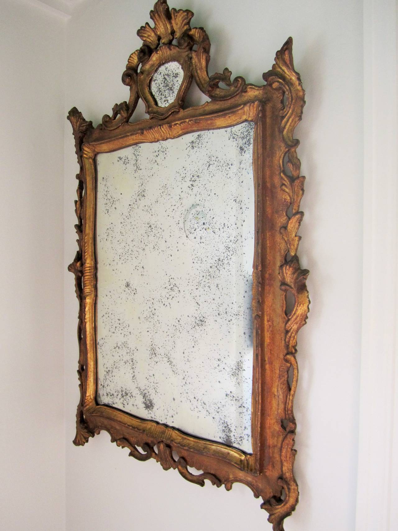 Rococo Italian Giltwood Wall Mirror, circa 1920s