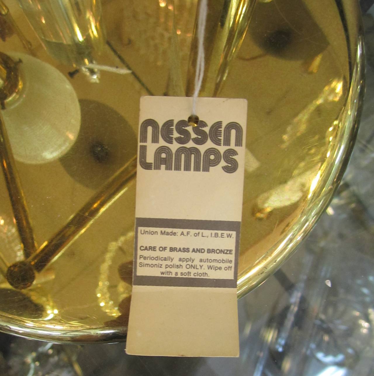 Lacquered Designer Brass Desk or Table Lamp by Walter Von Nessen, circa 1970s