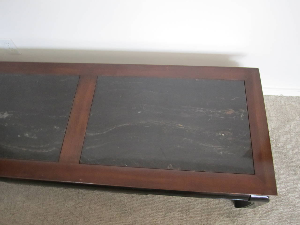 Vintage Modern Chinoiserie Coffee Table in Black Lacquer and Black