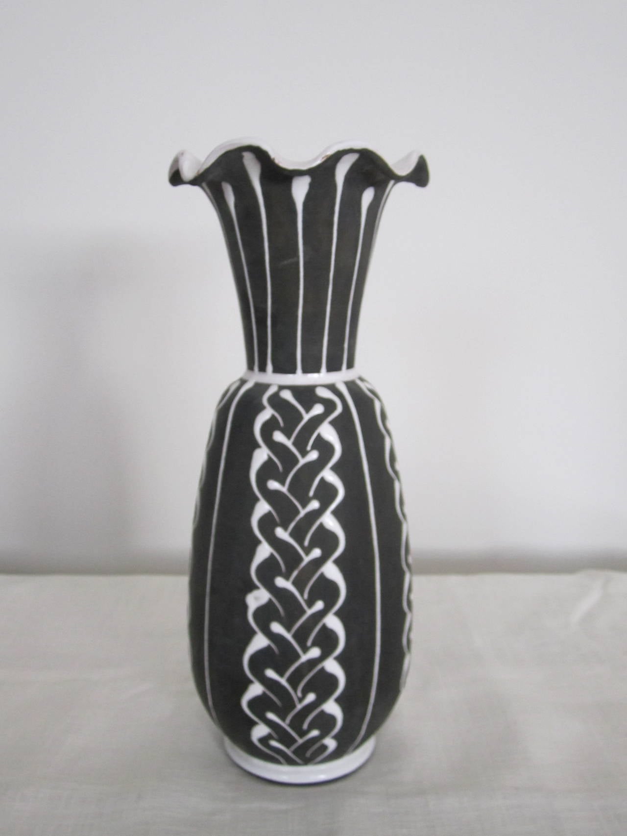20th Century Scandinavian Modern Pottery Vase in Matte Dark Brown by Larholm