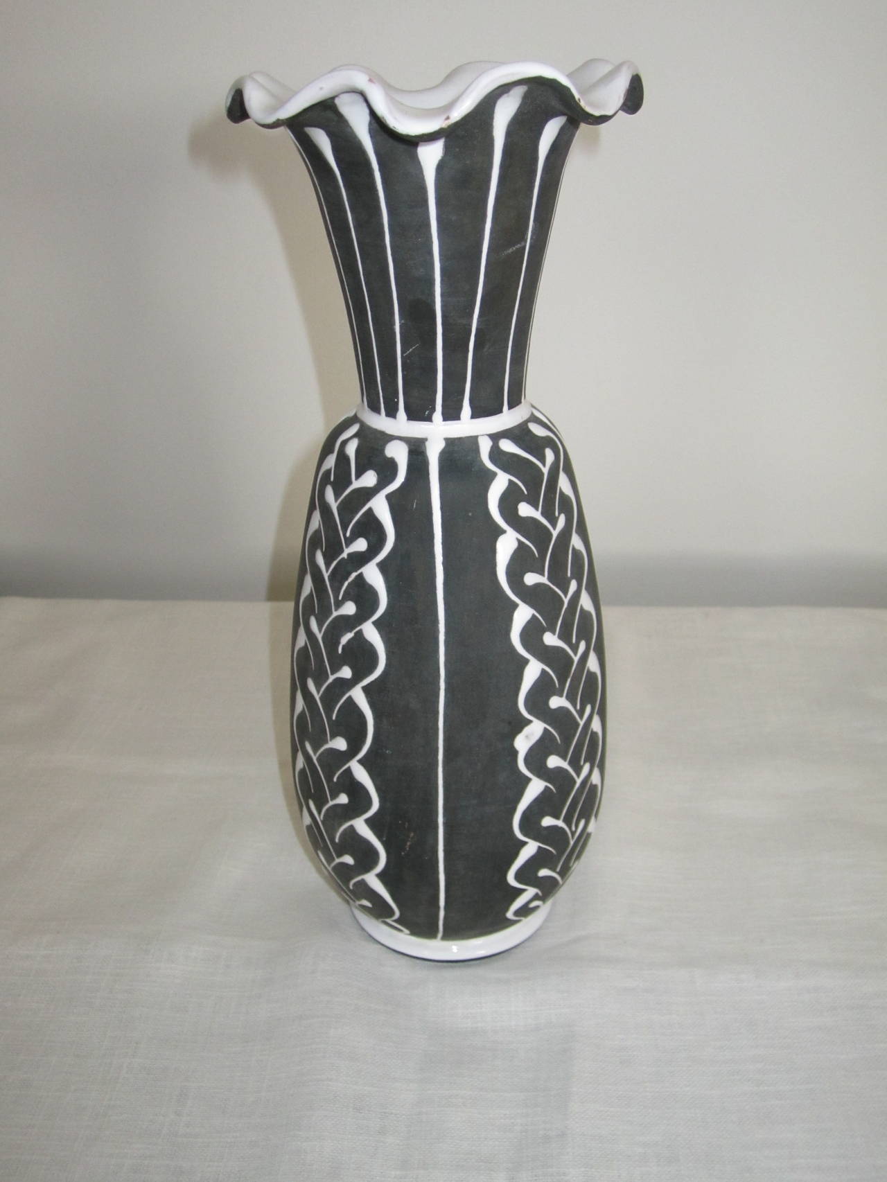 Scandinavian Modern Pottery Vase in Matte Dark Brown by Larholm In Excellent Condition In New York, NY
