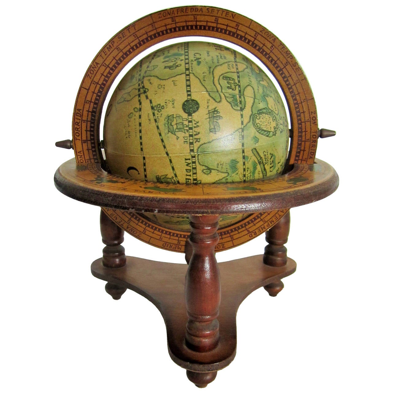 Vintage Decorative World Globe that Spins with Astrological Signs For