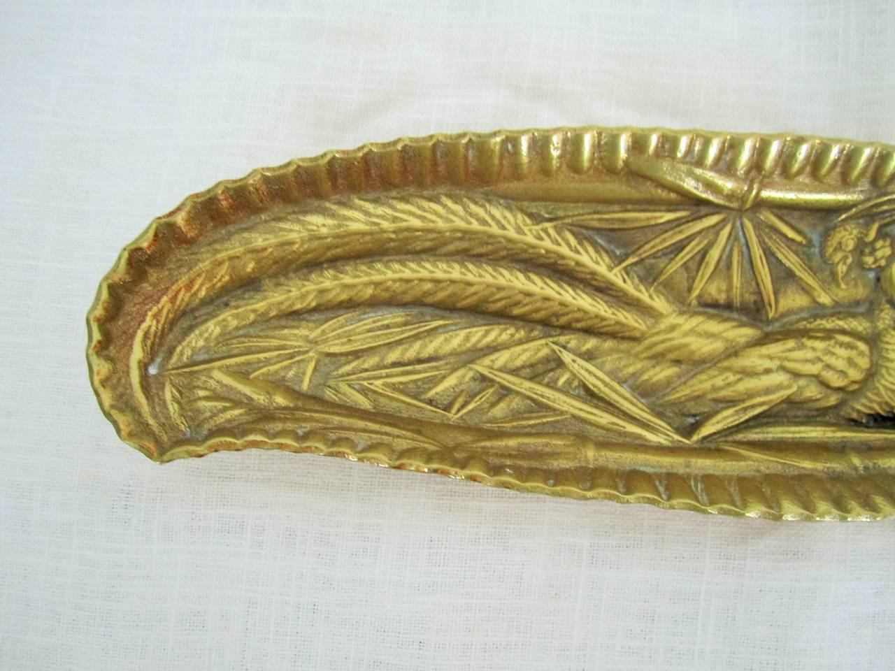 Mid-20th Century Brass Peacock Bird Dish