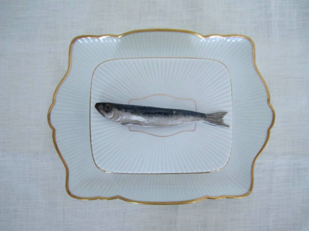 French Porcelain 'Sardine' Box Dish by Mehun 2