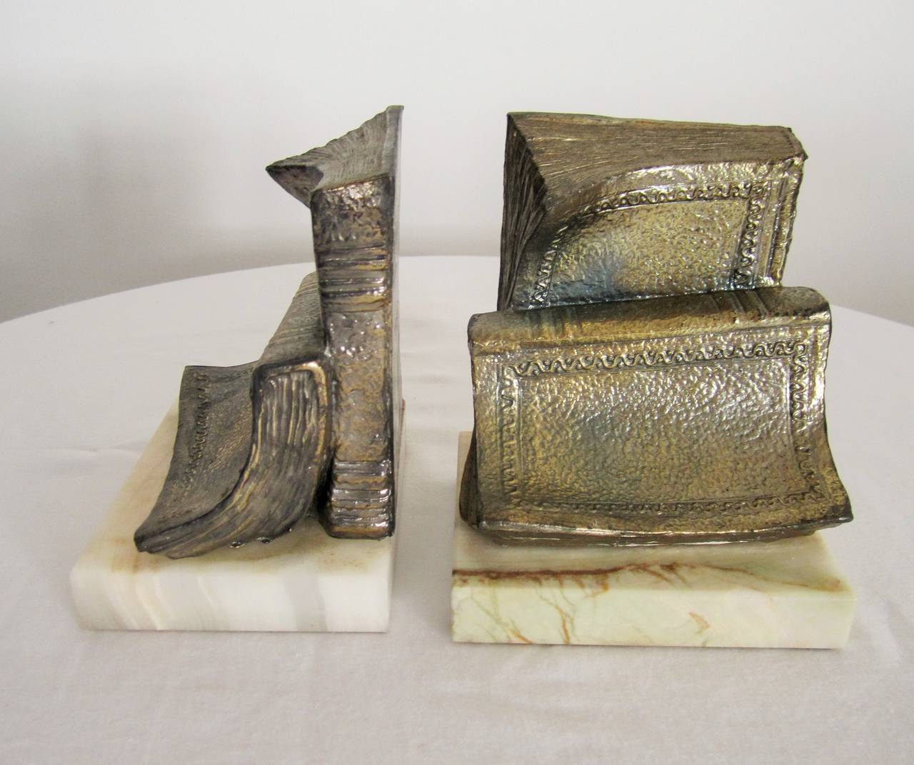 Vintage Book Bookends with Onyx Bases at 1stdibs