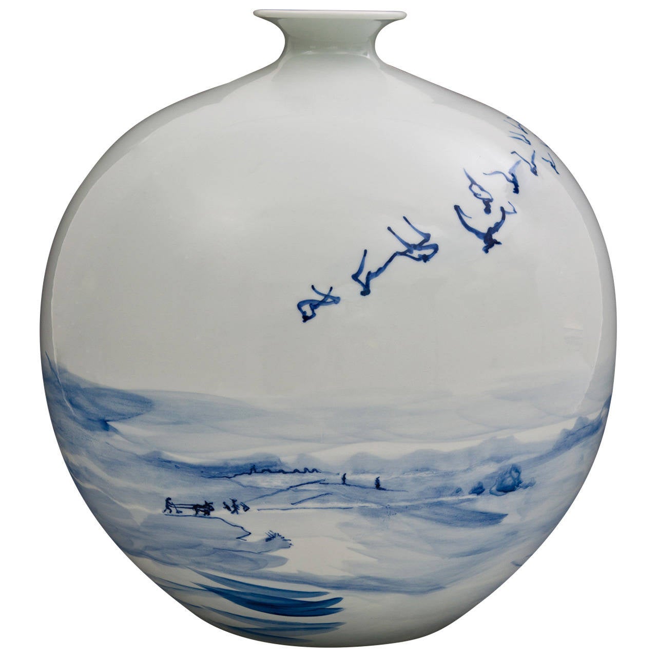 Birds in Flight Jingdezhen Porcelain Vase For Sale