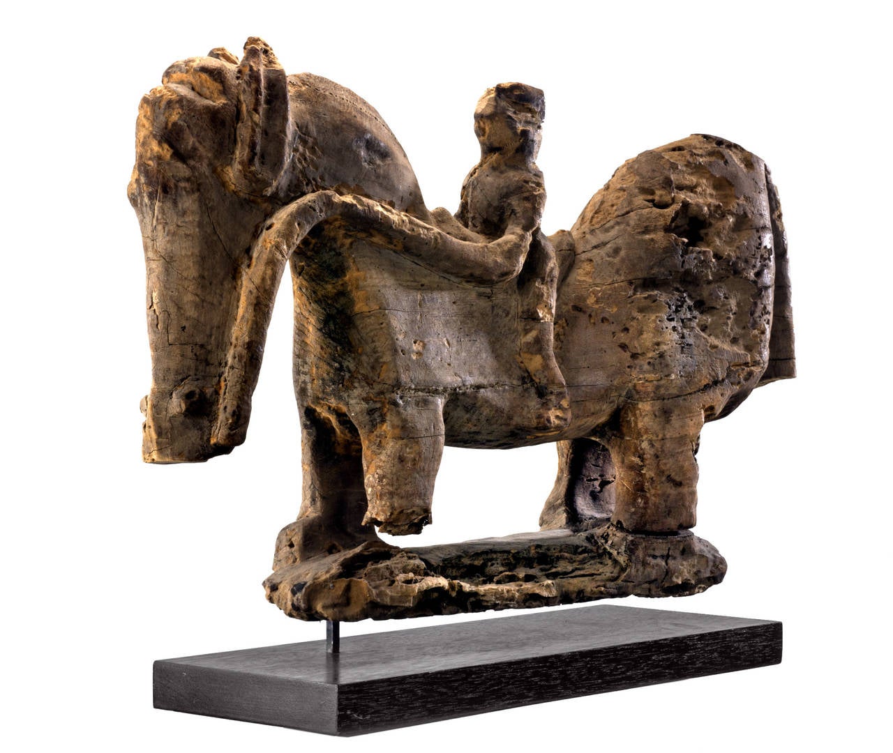 Tribal Pre 19th Century Dogon Wooden Horse and Rider For Sale