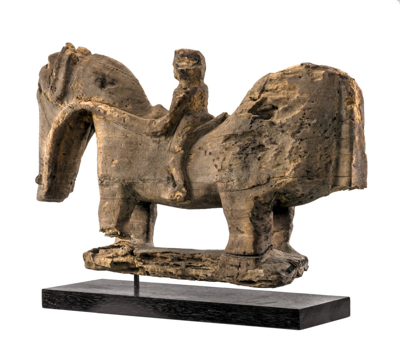 Malian Pre 19th Century Dogon Wooden Horse and Rider For Sale