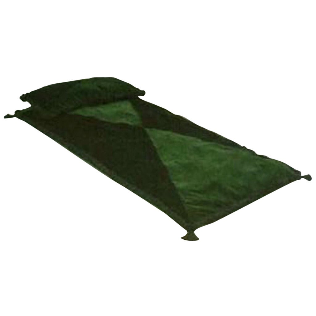 Black and Green Velvet Single Bed Cushion and Pillow by Andrea Zittel For Sale