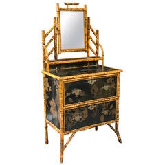 19th Century English Bamboo and Lacquer Dressing Table