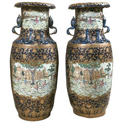 20th Century Pair of Chinese Export Palace Vases