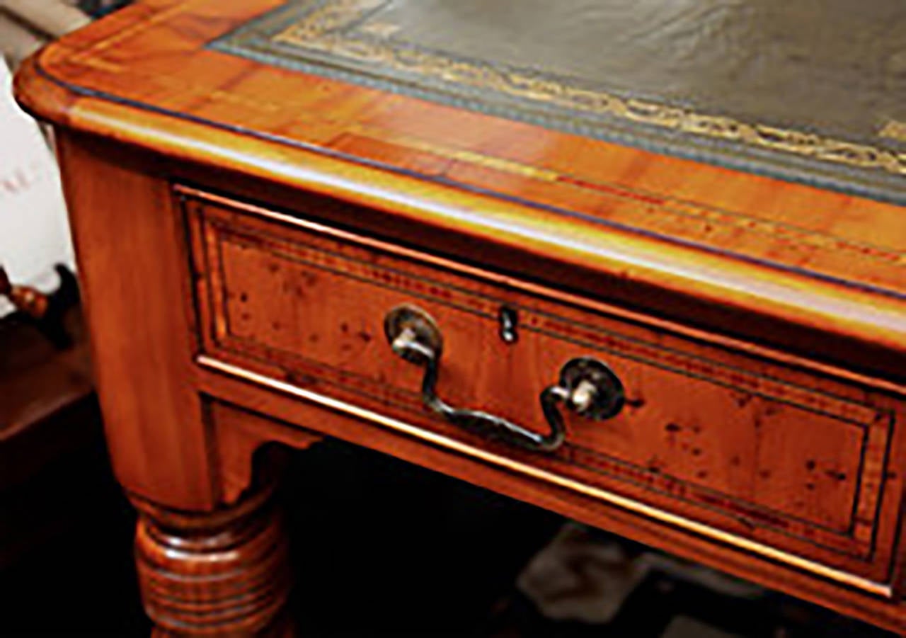 Yew English William IV Style Partners Desk