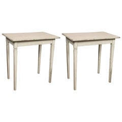 Antique Pair of Gustavian Style Swedish Side Tables with Hand-Carved Legs, circa 1840