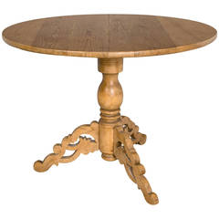 19th Century Swedish Pine Pedestal Table with Tilt-Top