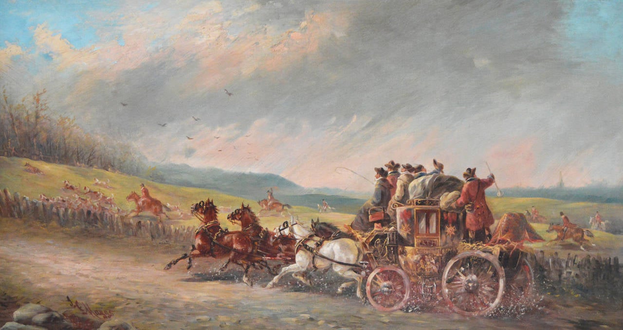 Bath to London Mail Coach, Oil on Canvas by John Charles Maggs