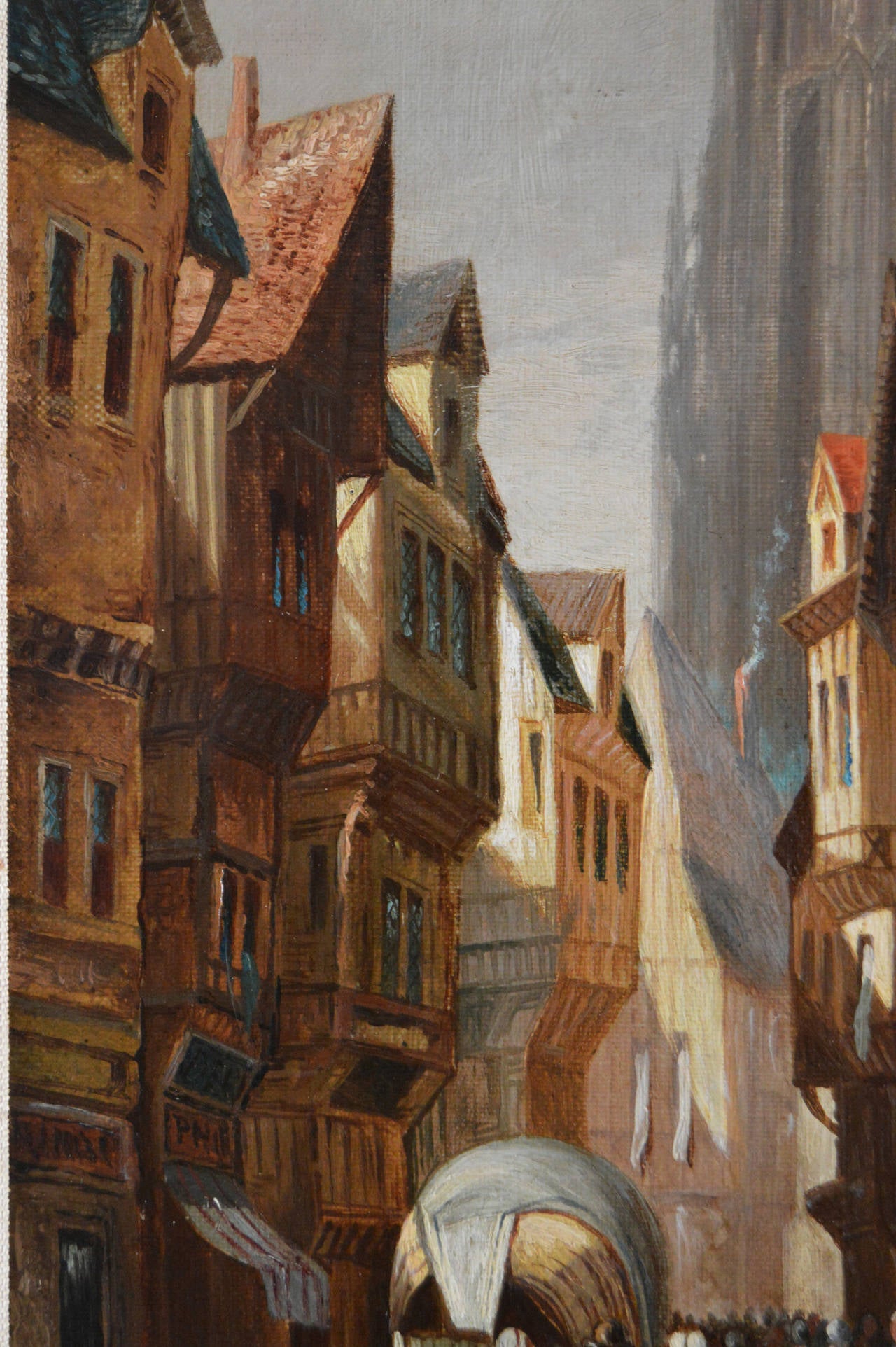 Victorian Frankfurt Cathedral, Oil on Canvas by Henry Schafer For Sale