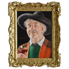 "A Glass of Red" Oil on Board by Otto Eichinger
